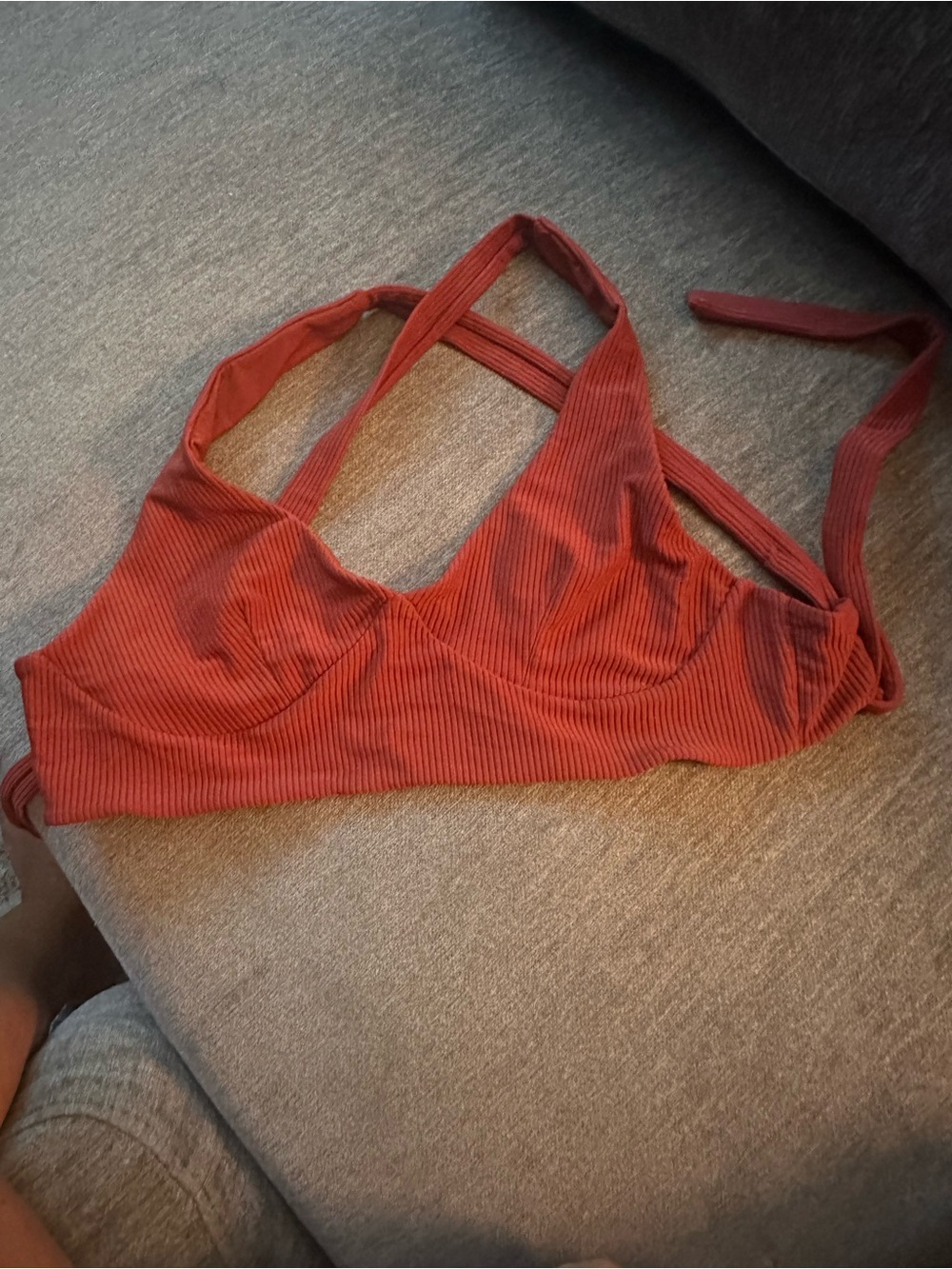 Ribbed Rust Red bikini Top